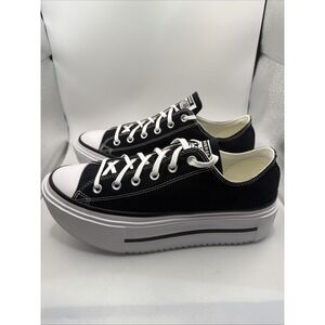 CONVERSE ALL STAR DOUBLE STACK PLATFORM UNISEX SHOES BLACK. Women's 10, Men's 12